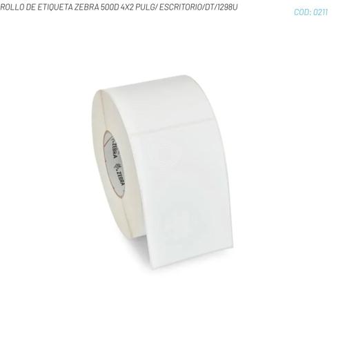ROLLO DE ETIQUETA ZEBRA 500D 4X2 PULG/ ESCRITORIO/DT/1298U