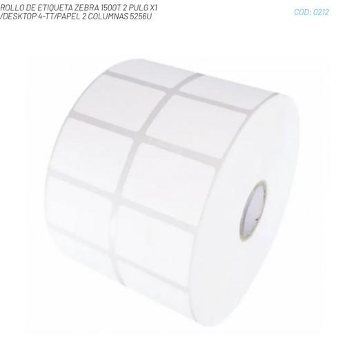 ROLLO DE ETIQUETA ZEBRA 1500T 2 PULG X1 /DESKTOP 4-TT/PAPEL 2 COLUMNAS 5256U
