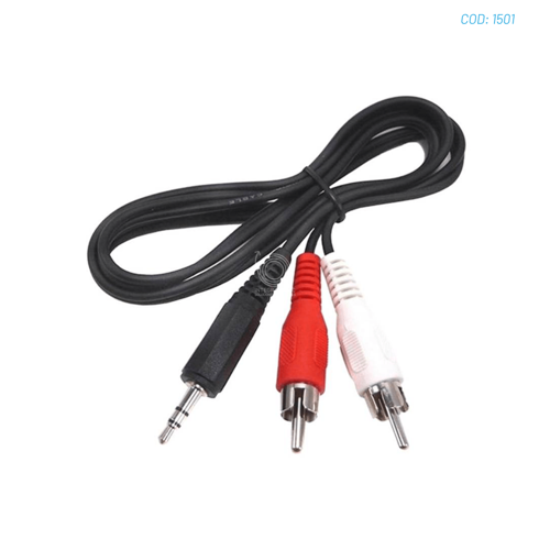 CABLE AUXILIAR AUDIO DE  3,5M.M A RCA MACHO
