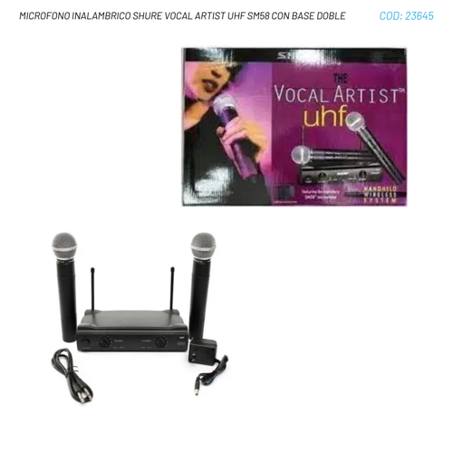 MICROFONO INALAMBRICO SHURE VOCAL ARTIST UHF SM58 CON BASE DOBLE DE 110V