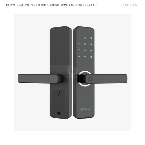 ZTECO ML100 CERRADURA SMART WIFI CON LECTOR DE HUELLAS TARJETAS Y CLAVE