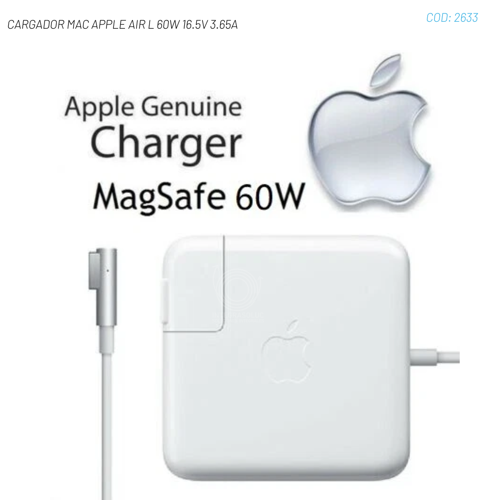 CARGADOR MAC APPLE AIR L 60W 16.5V 3.65A