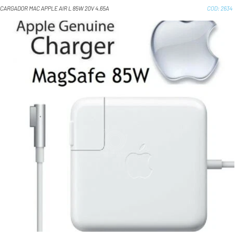 CARGADOR MAC APPLE AIR L 85W 20V 4.65A