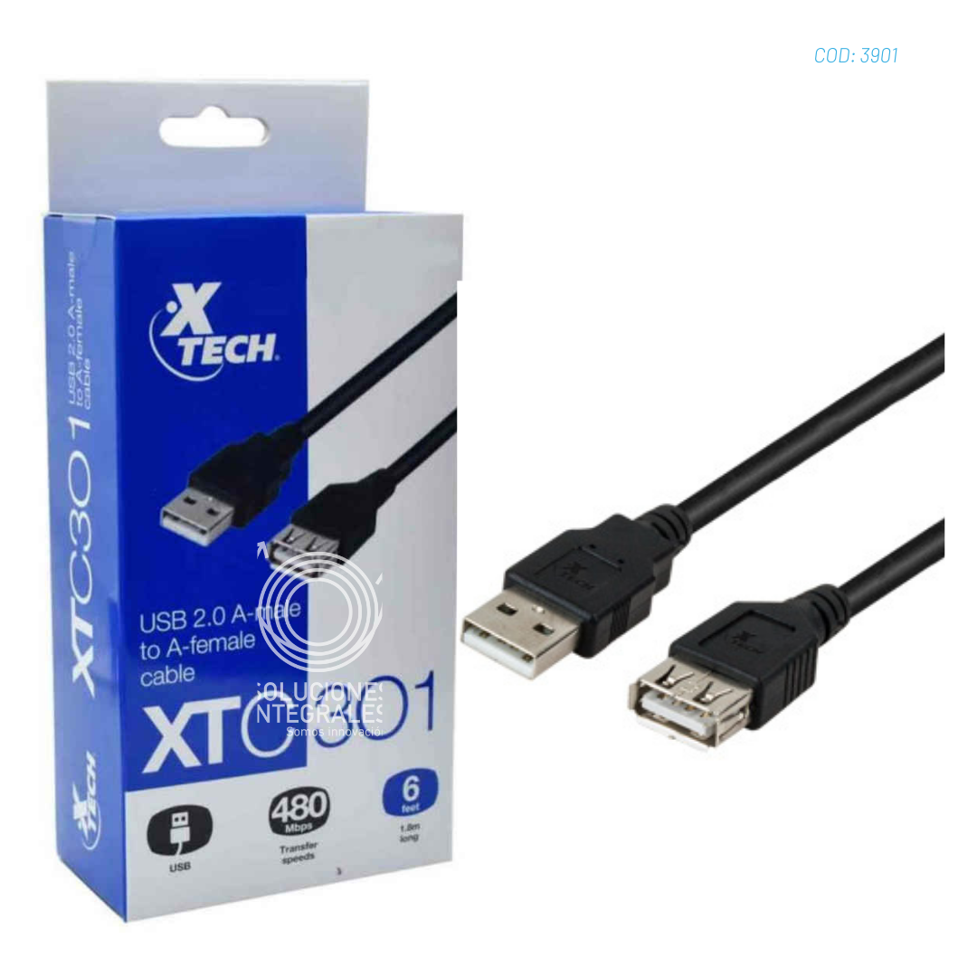 EXTENSION USB 2.0 1.8MTRS XTC 301 XTECH