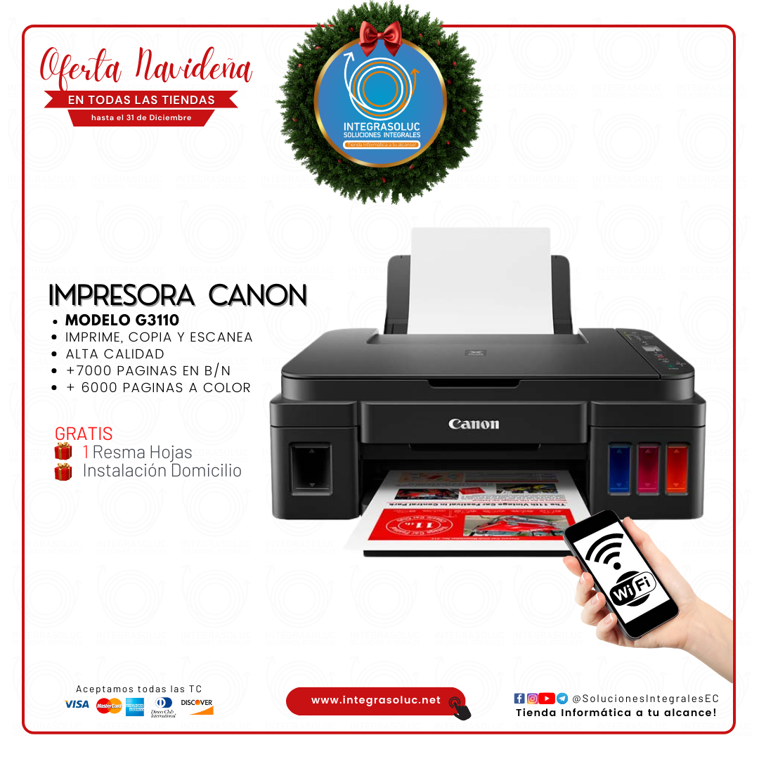 IMPRESORA CANON PIXMA G3110  WIFI - IMPRIME | COPIA | ESCANEA