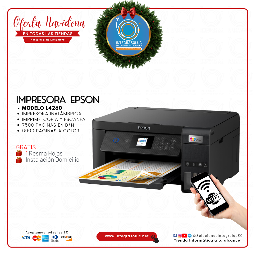 IMPRESORA MULTIFUNCIONAL EPSON TINTA CONTINUA L4260 WIFI DUPLEX