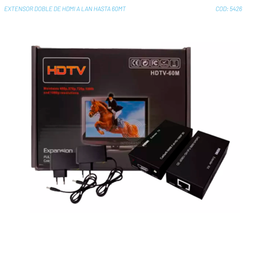 EXTENSOR DOBLE DE HDMI A LAN HASTA 60MT