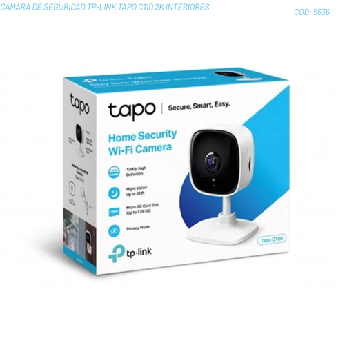 CÁMARA DE SEGURIDAD TP-LINK TAPO C110 2K INTERIORES