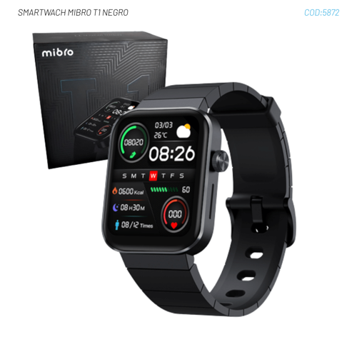 SMARTWACH MIBRO T1 NEGRO/BT 5. LLAMADA/BAT. 350MAH/1.6 AMOLED/2ATM/20 MODOS SPORT