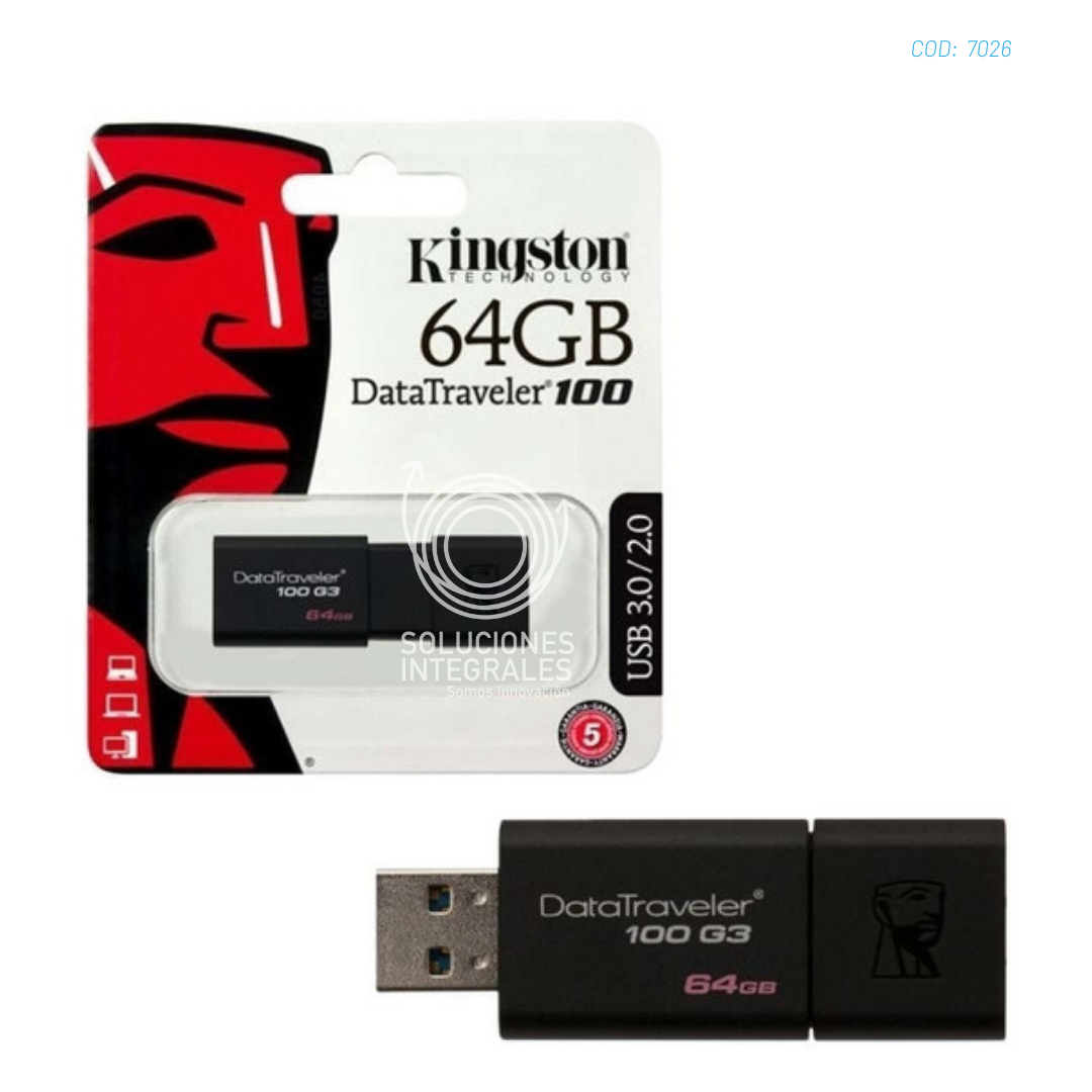 PENDRIVE KINGSTON DE 64GB DATA TRAVELER 100 G3