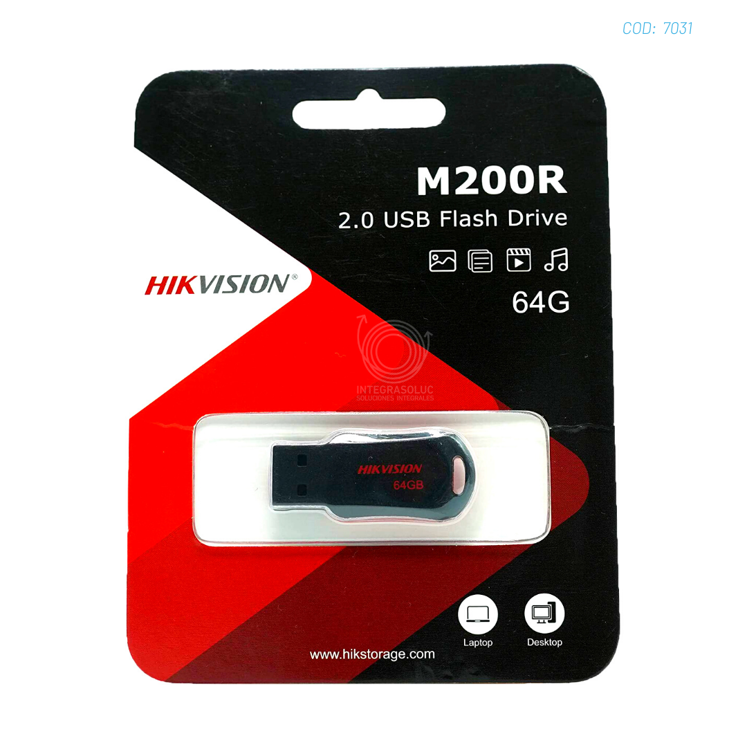 PENDRIVE HIKVISION 64GB USB 2.0-NEGRO CON ROJO