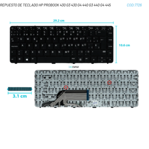 REPUESTO DE TECLADO HP PROBOOK 430 G3 430 G4 440 G3 440 G4 445