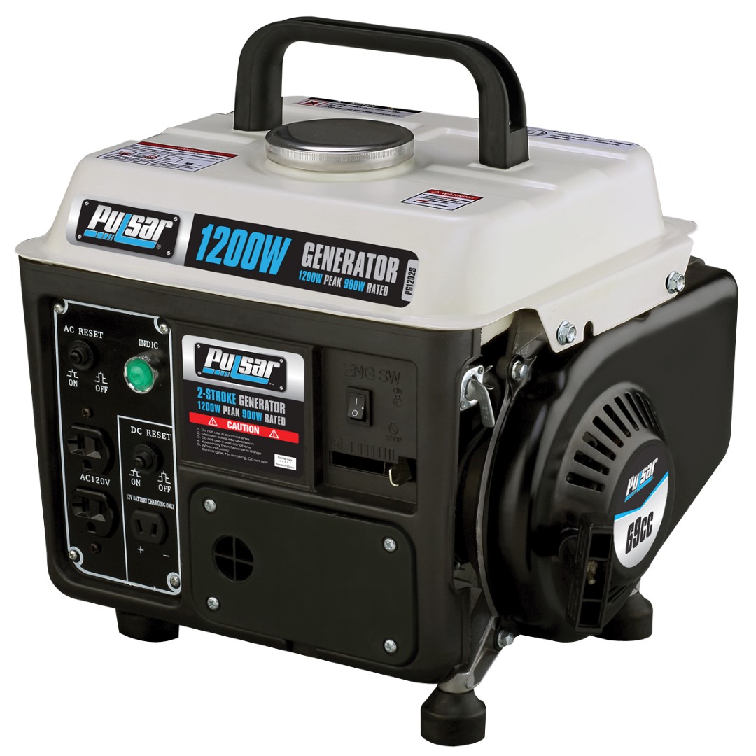 GENERADOR PORTATIL | 1200W | 120V-12V | A GASOLINA | PULSAR | 2 CICLOS | PG1202SA