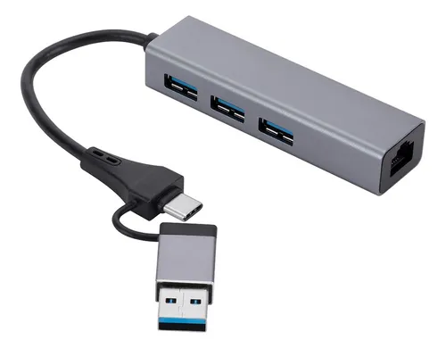 HUB 4 EN 1 TIPO C | 3 USB | 1 RJ45 | CON OTG A USB | NITRON