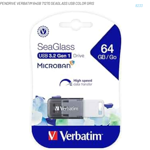 PENDRIVE VERBATIM 64GB 71270 SEAGLASS USB COLOR GRIS