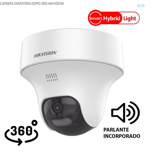 CAMARA GIRATORIA DOMO 350 HIKVISION DS-2CE70D0T-PTLTS 2 MEGAPÍXELES C/AUDIO Y PARLANTE/LUZ SMART HYBRID INFRAROJO 25 MTS