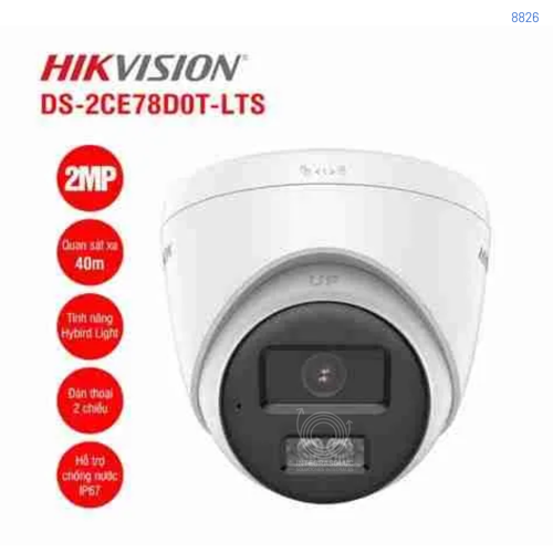 CÁMARA DE SEGURIDAD FIJA TIPO TORRETA HIKVISION DE 2 MP CON AUDIO BIDIRECCIONAL – DS-2CE78D0T-LTS (2,8 MM)
