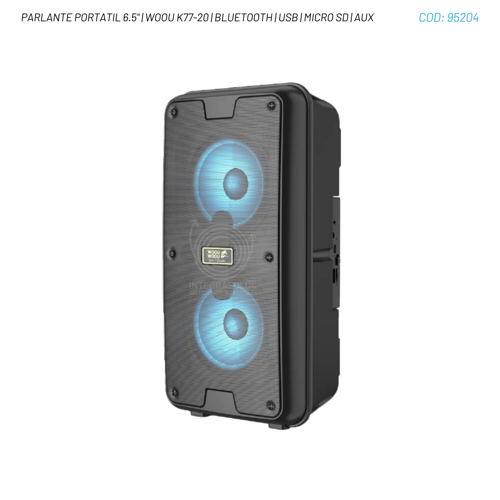 PARLANTE PORTATIL 6.5" | WOOU K77-20 | BLUETOOTH | USB | MICRO SD | AUX