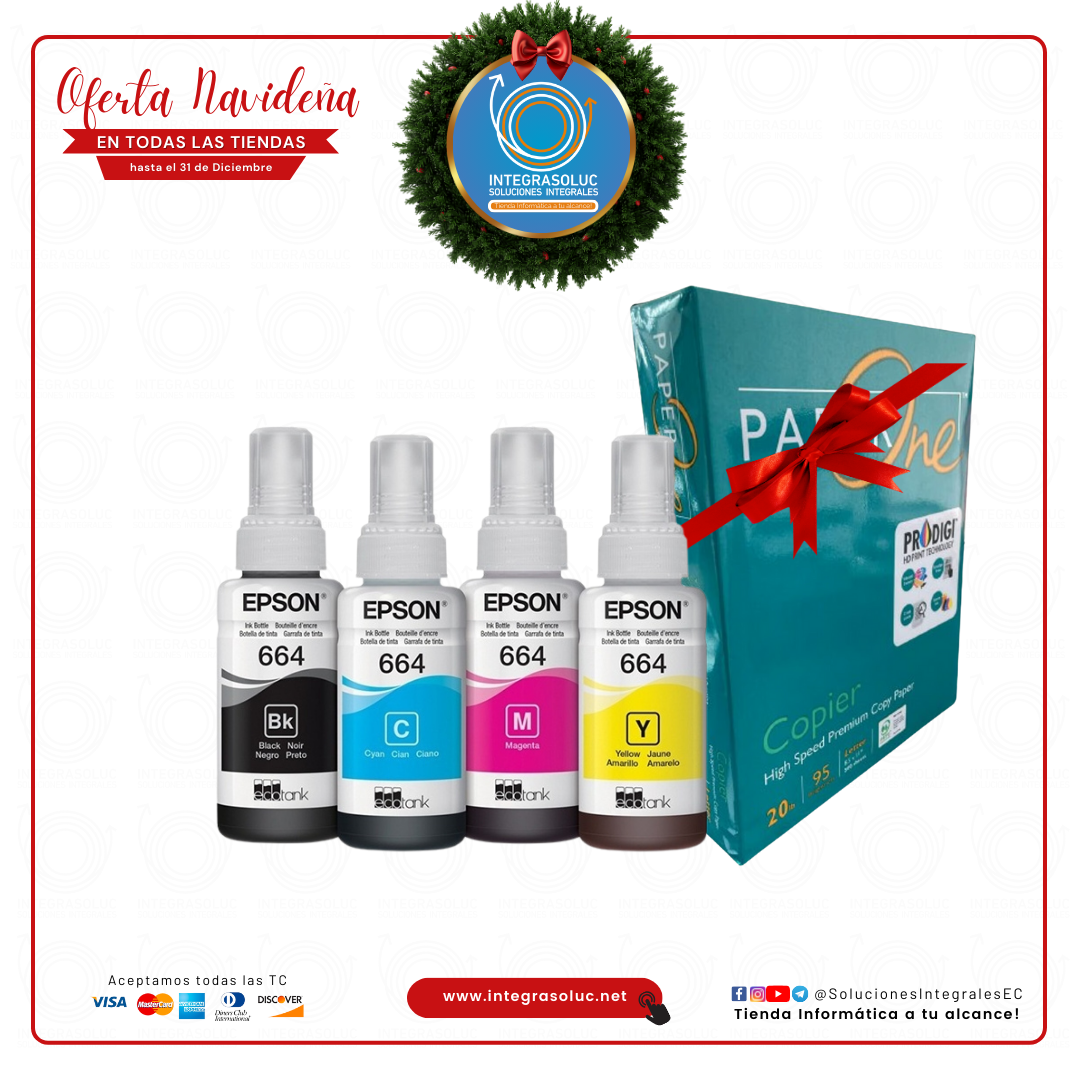 KIT TINTA EPSON 664 + RESMA