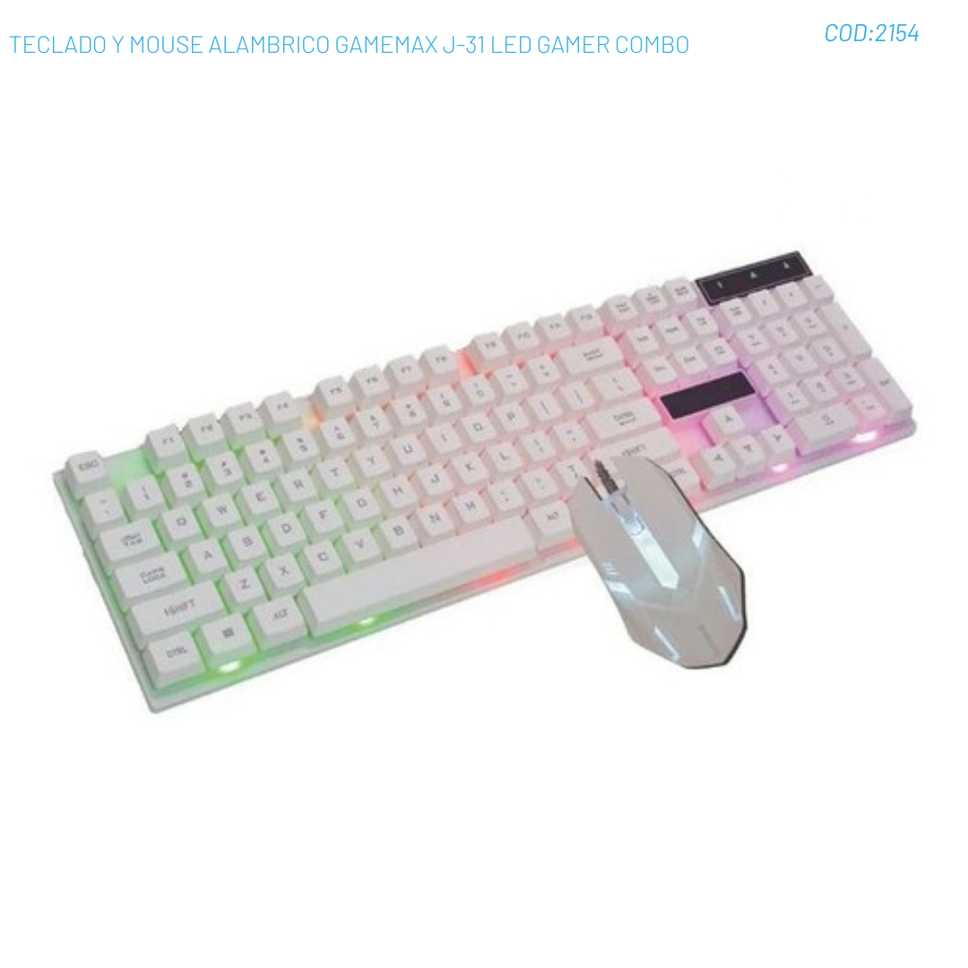TECLADO Y MOUSE ALAMBRICO GAMEMAX J-31 LED GAMER COMBO